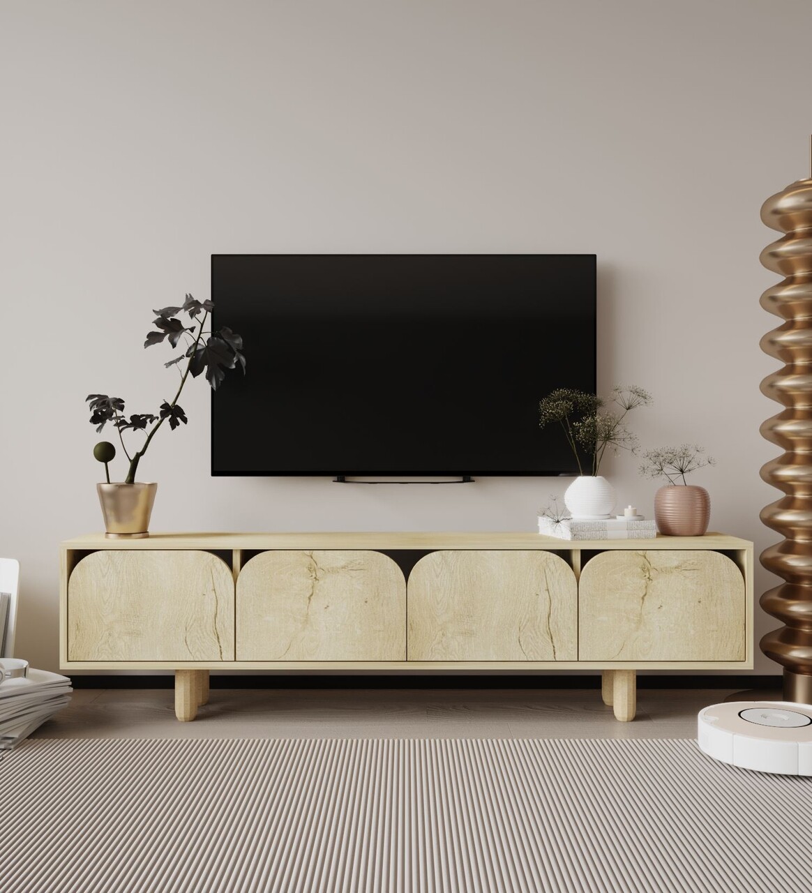 Comoda TV, Hanah Home, Lazio, 180x48x29.8 cm, PAL, Maro - imagine 6